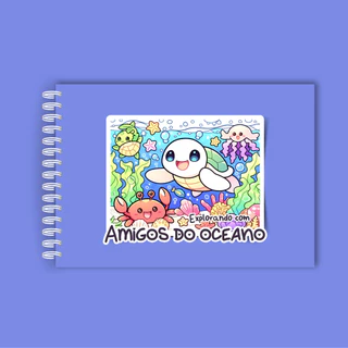 Caderno de Colorir 43 páginas Capa Dura A5 Fundo do Mar Roxo em Oferta na Shopee