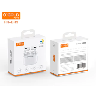 Fone de Ouvido Bluetooth 5.4 A'Gold BR3 BA10 Branco Touch com Estojo Carregador