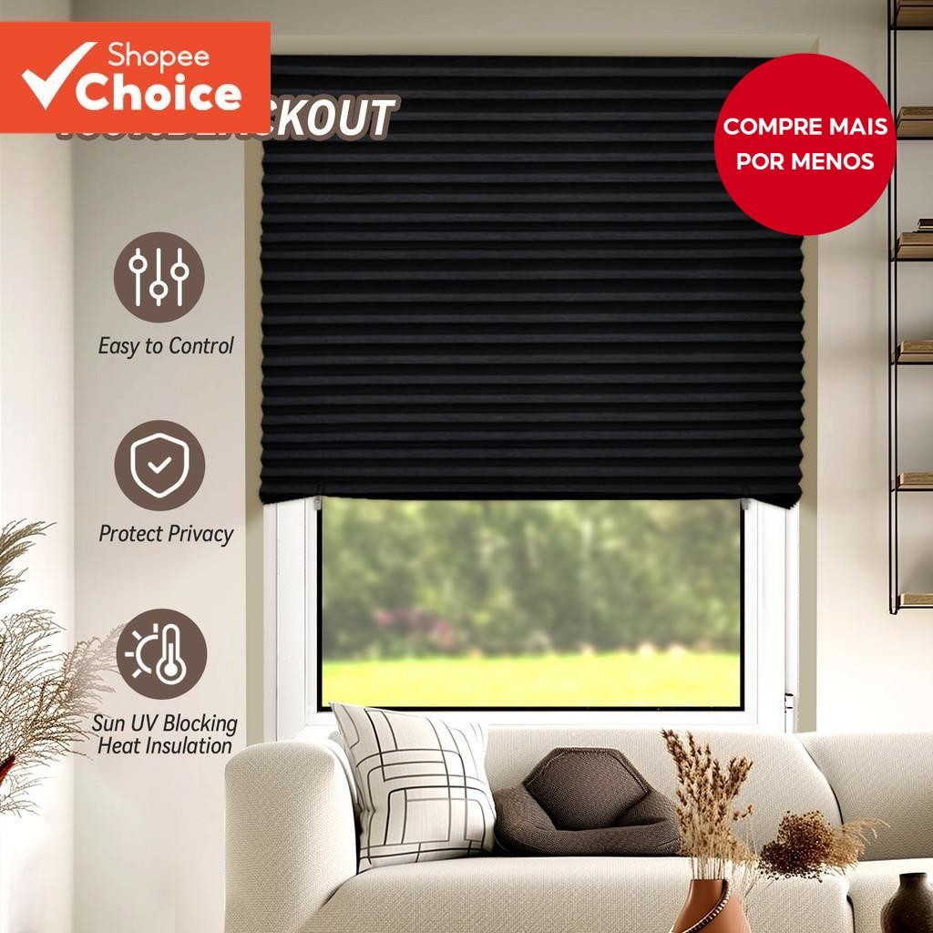 Cortinas Blackout Completas Sem Fio , Broca , Corte No Tamanho , Clipe Na Vara Em Persianas Temporárias Autoadesivas , D