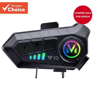 Fone de Ouvido Bluetooth 5.3 Sem Fio para Motocicleta Capacete Chamadas Viva-Voz À Prova d