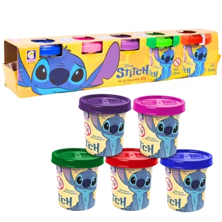 Brinquedo Kit Massinhas 5 Potinhos 50g Disney Stitch 2844 - Cotiplás
