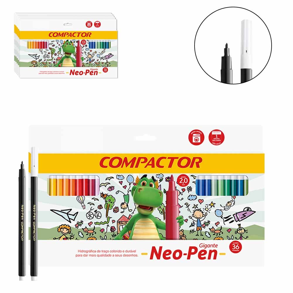 Canetinha Caneta Hidrocor Neopen Gigante 36 Cores 0415 Compactor - UN