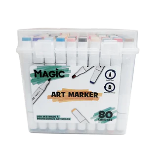 Marcador Artístico Bobbie Goods Ponta Dupla 80 Cores MAGIC KIDS em Oferta na Shopee