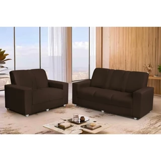Conjunto Sofá 1,74 x 1,24m 3 e 2 Lugares Suede Roma Marrom Café em Oferta na Shopee