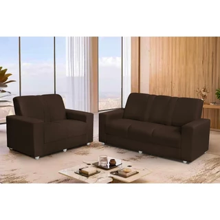 Conjunto Sofá 1,74 x 1,24m 3 e 2 Lugares Suede Roma Marrom Café em Oferta na Shopee