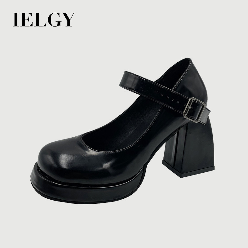 IELGY Mary Jane Sapatos Femininos De Salto Bloco Com Sola Grossa