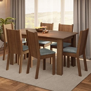 Conjunto Sala de Jantar Mesa Tampo de Madeira 6 Cadeiras Rustic/Silver Analu Madesa em Oferta na Shopee