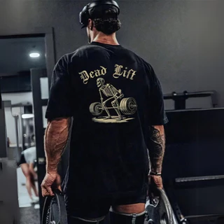 Camiseta Oversized Academia Powerlifting Deadlift Caveira Treino Fitness