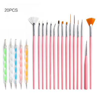 Kit 15 Pincéis + 10 Boleadores Em 5 Pincéis Manicure Desenho