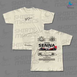 Camiseta Ayrton Senna Estampada Assinatura e Mclaren mp4 Camisa Unissex Varias Cores