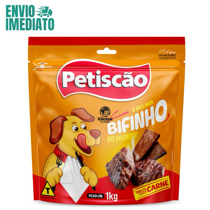 Bifinho Mastigável para Cachorros Petiscão Carne 1kg em Oferta na Shopee
