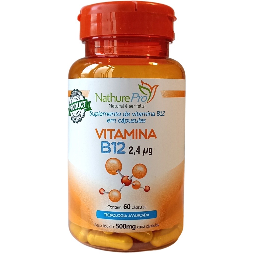 Vitamina B12 (Cianocobalamina) em Cápsula 60 Cáps - NathurePro | Shopee ...