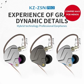 KZ ZSN Pro Fone de Ouvido Com Fio 1DD + 1BA Tecnologia Híbrida HIFI Bass Redução de Ruído