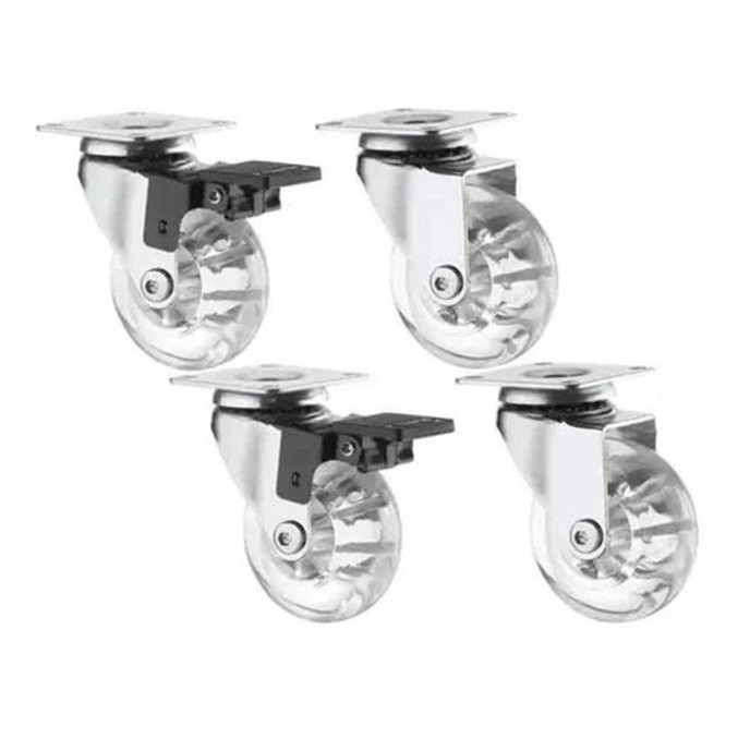 Kit 4 Rodizio Silicone Rodinha 50mm Com Trava Freio