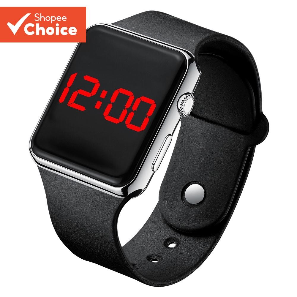 Relógio Digital LED Quadrado Moderno e Elegante, Pulseira de Borracha para Estudantes, Adultos e Casais Versáteis