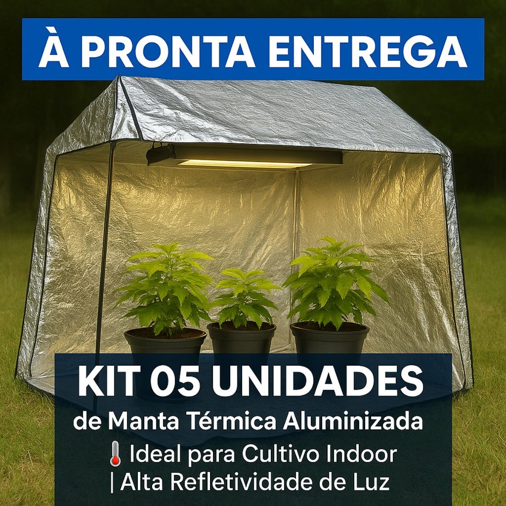 Kit c/ 5 Manta Térmica Refletiva Mylar Grow LED Indoor – Cultivo e Sobrevivência