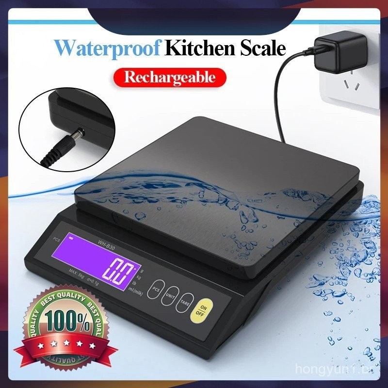 Balança De Cozinha Eletrônica Recarregável De 5kg/10kg De Aço Inoxidável À Prova D'água Uso Doméstico Pesagem Digital Fe
