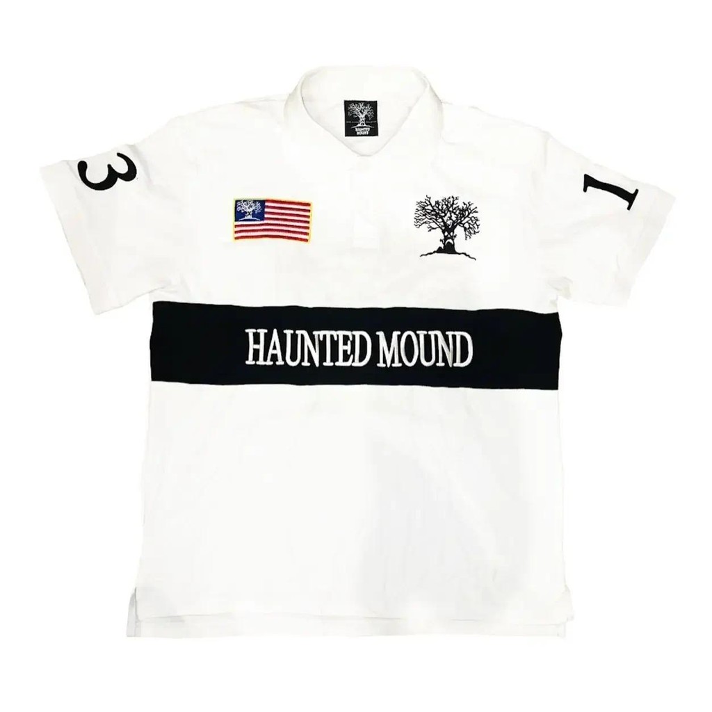 Haunted mound ポロシャツ M Haunted Mound America Camisa polo de manga comprida Y2k casual