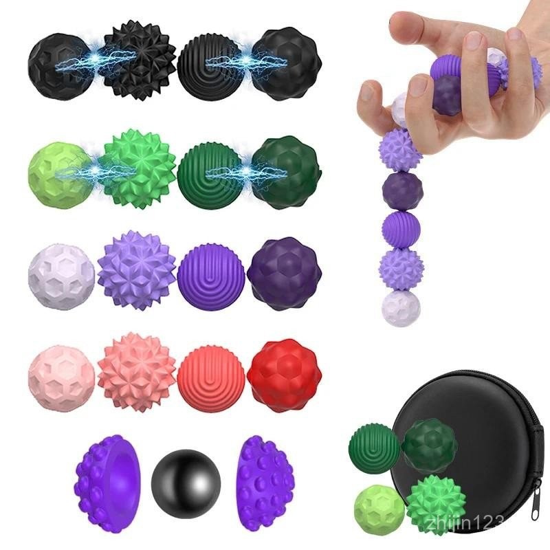 Set De 8 Bolas Magnéticas De Silicona Anti-Estrés – Juguete Sensorial Con 4 Texturas Diferentes, Ideal Para Ansiedad, TDAH Y Concentración, Con Estuche De Almacenamiento