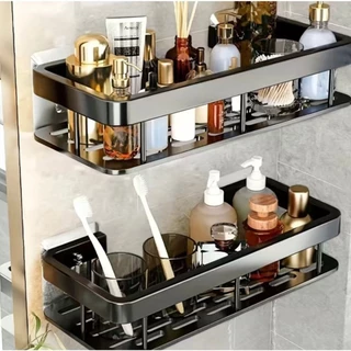 KIT Suporte De Shampoo Organizador Prateleiras De Banheiro Sem Furo Premium-Space Aluminium