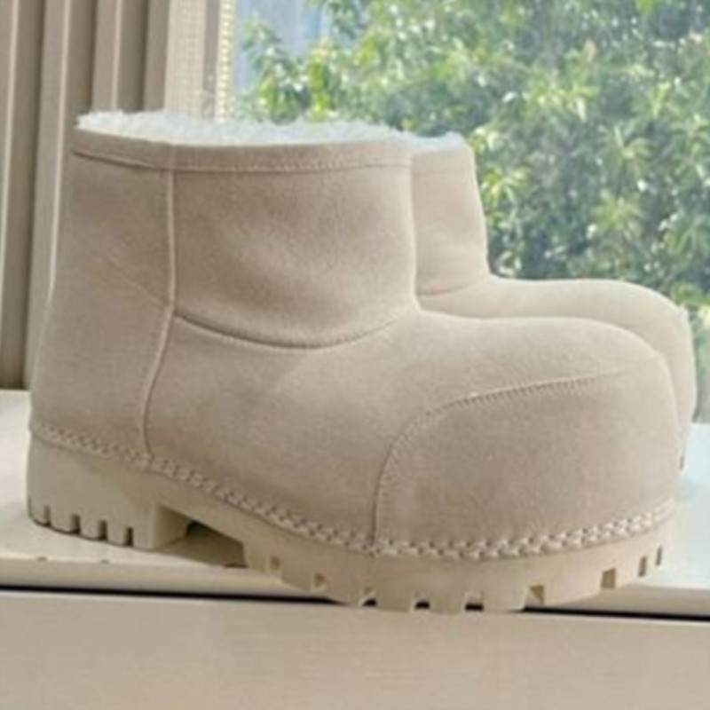 Botas de Neve de Cabeça Grande e Engraçadas para Mulheres 2024 Inverno  Novas Botas Curtas Quentes com Solado Grosso Bota