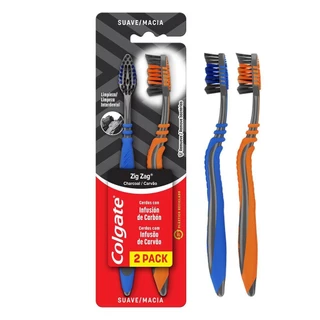 Escova de Dente Colgate Zig Zag Carvão Ativado 2un em Oferta na Shopee
