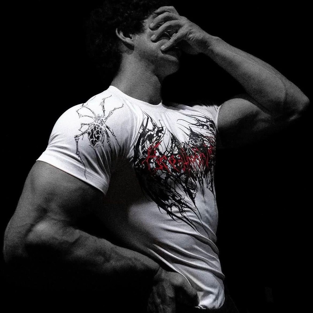 Breathedivinity Camiseta Justa Estilo Gótico Americano Elástica de