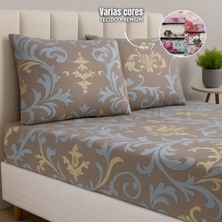 Kit Jogo de Lençol Estampado Micropercal 400 Fios Solteiro Casal Queen King Elástico Fronhas Toque Macio Lavável Fácil em Oferta na Shopee