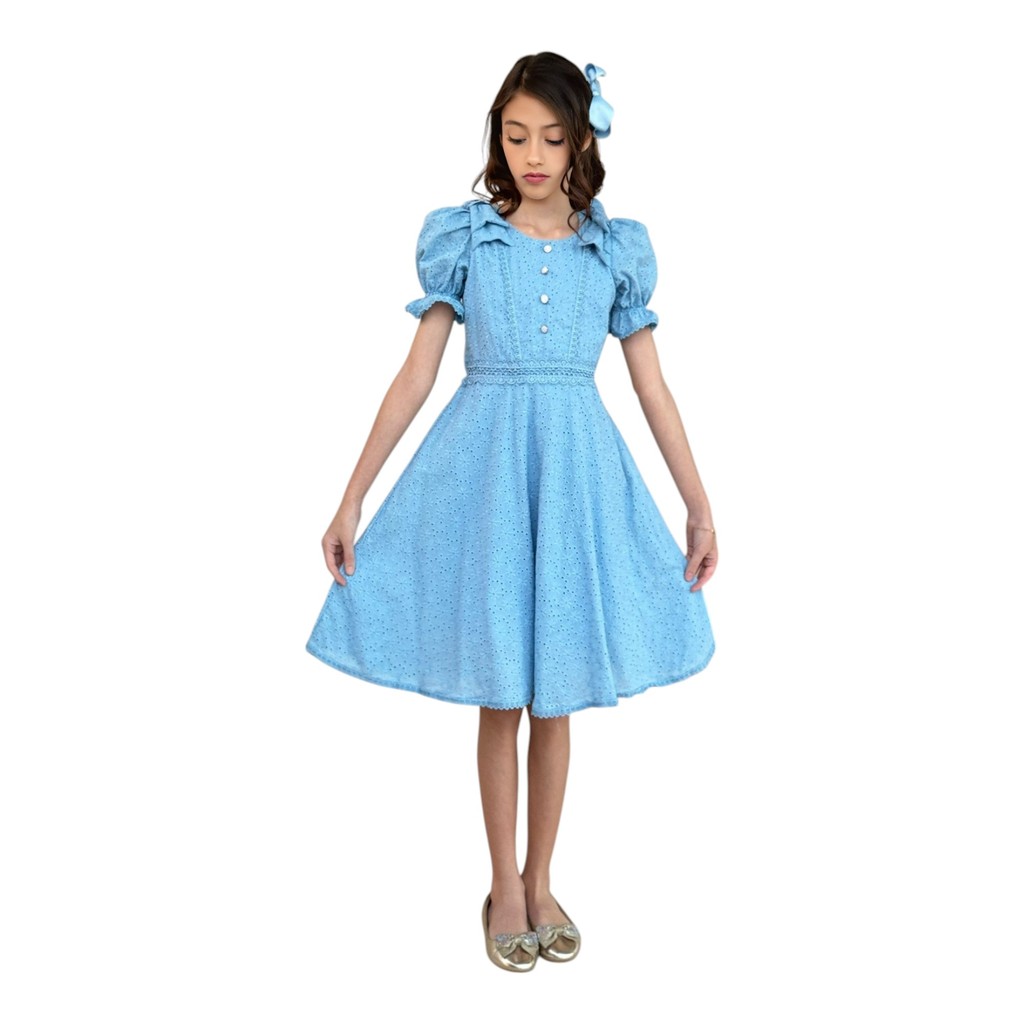 Vestido Moda Evangélica Mídi Infantil Juvenil 100% Algodão