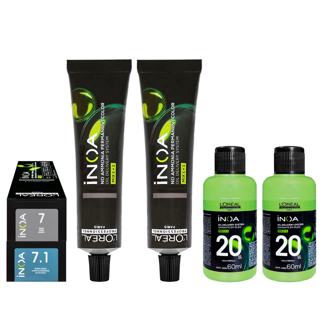 Kit Coloração Inoa 7 + 7.1 + 2 Ox. 20 vol. | Shopee Brasil