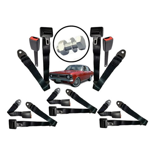 Kit Cinto Segurança Preto Opala Modelo Original 