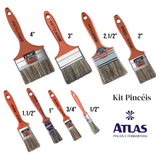 Trincha Pincel 395 Atlas para Pintura Cerdas Gris