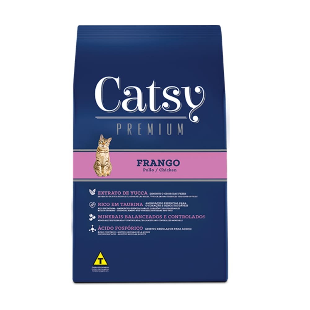 Ração Catsy Premium Frango 1kg Gatos Adultos Fosferpet | Shopee Brasil