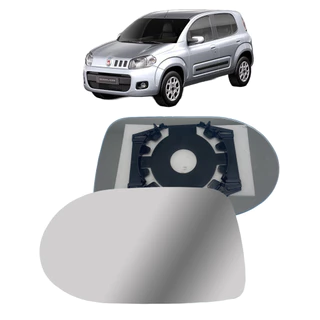 Lente Espelho Retrovisor + Base Fiat Uno Mille Economy 11-13 (Motorista)