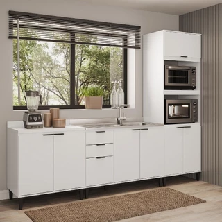 Conjunto Balcões Miami Loft Carraro Branco em Oferta na Shopee