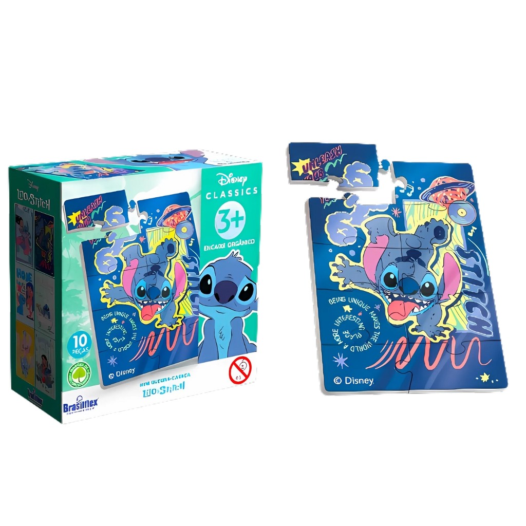 Mini Quebra Cabeça Lilo Stitch Disney 10 Peças 6 Modelos De Madeira ...