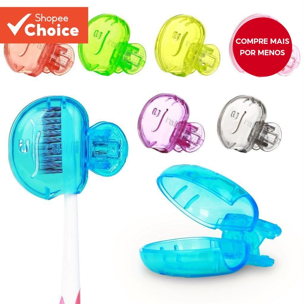 Cabeça de Escova de Dente Portátil com Cobre e Tampa Protetora para Viagem, Camping e Banheiro