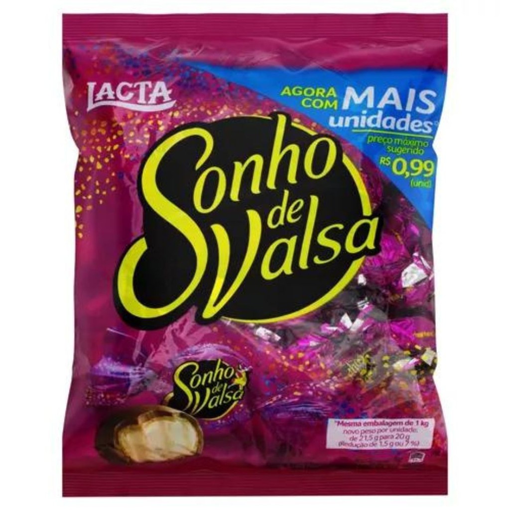 Chocolate Sonho De Valsa Pacote 1Kg Bom Bom 20g
