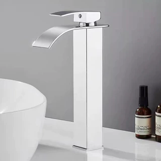 Torneira Banheiro Cuba Alta Cascata Inox Bancada Metal Acabamento Brilhante