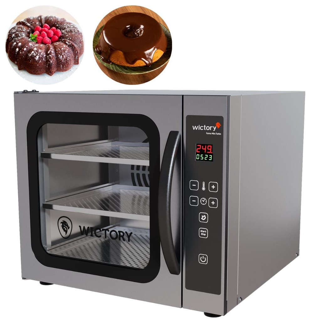 Forno Convector Para Bolos 60 Litros Inox 3 Assadeiras Perfu