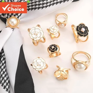 Pearl Mountain Tea Flower Clothes Botão De Flor De Chá Canto De Anel Pequeno Lenço Quadrado De Seda Laço em Oferta na Shopee