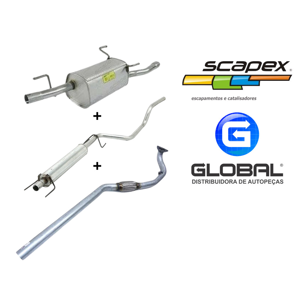 Kit Escapamento Silencioso, Intermediario e Tubo Flexível Montana 1.4 ...