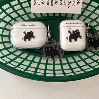 capa transparente gato preto para airpods pro 2 geração Com chaveiro Fones de ouvido não incluídos