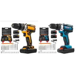 Parafusadeira Furadeira 48V 2 Baterias+Kit De Ferramentas 46 Peças Com Maleta E Acessórios Completo 
