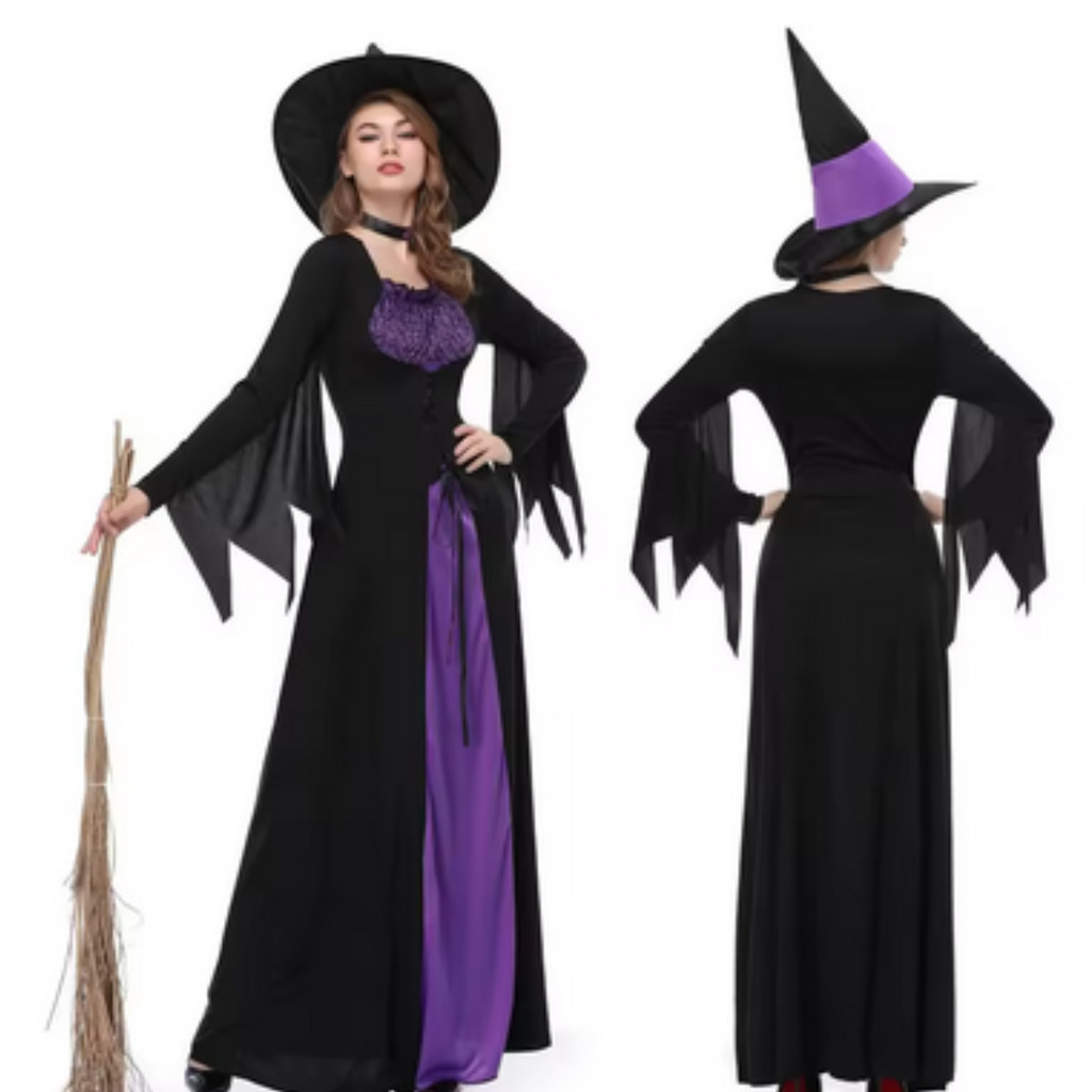 Fantasia Bruxa Adulto Feiticeira Halloween Carnaval Bruxas | Shopee Brasil