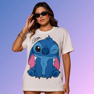 Camiseta T-Shirt Blusão Max Feminina Estampa Stitch - Camisa 100% Algodão - Envio Imediato - VS Shpp