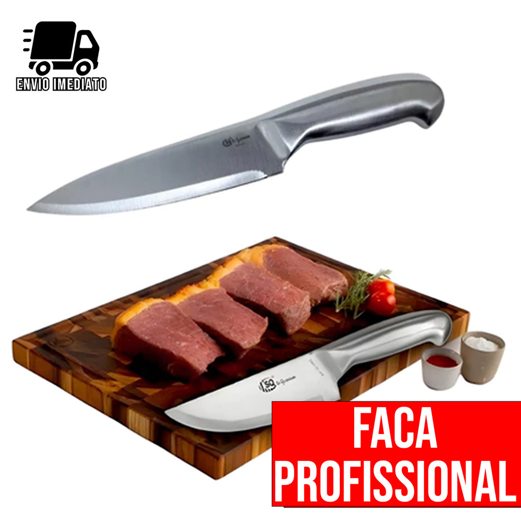 Faca Profissional Inox 6" Faca de Chef Cozinha Afiada Multiuso Alta ...
