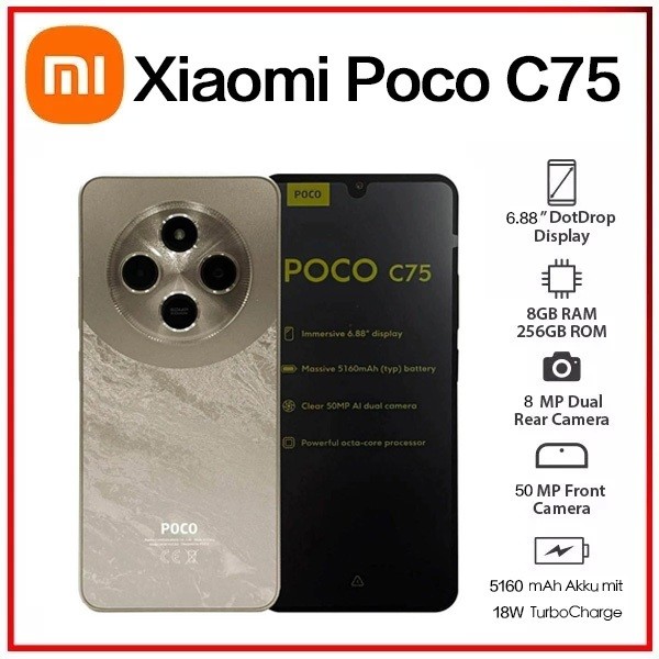 新品　POCO C75 8GB RAM 256GB ゴールド　GOLD Xiaomi Poco C75 C Dual Sim 256gb Global 8 Gb Ram Com Cor