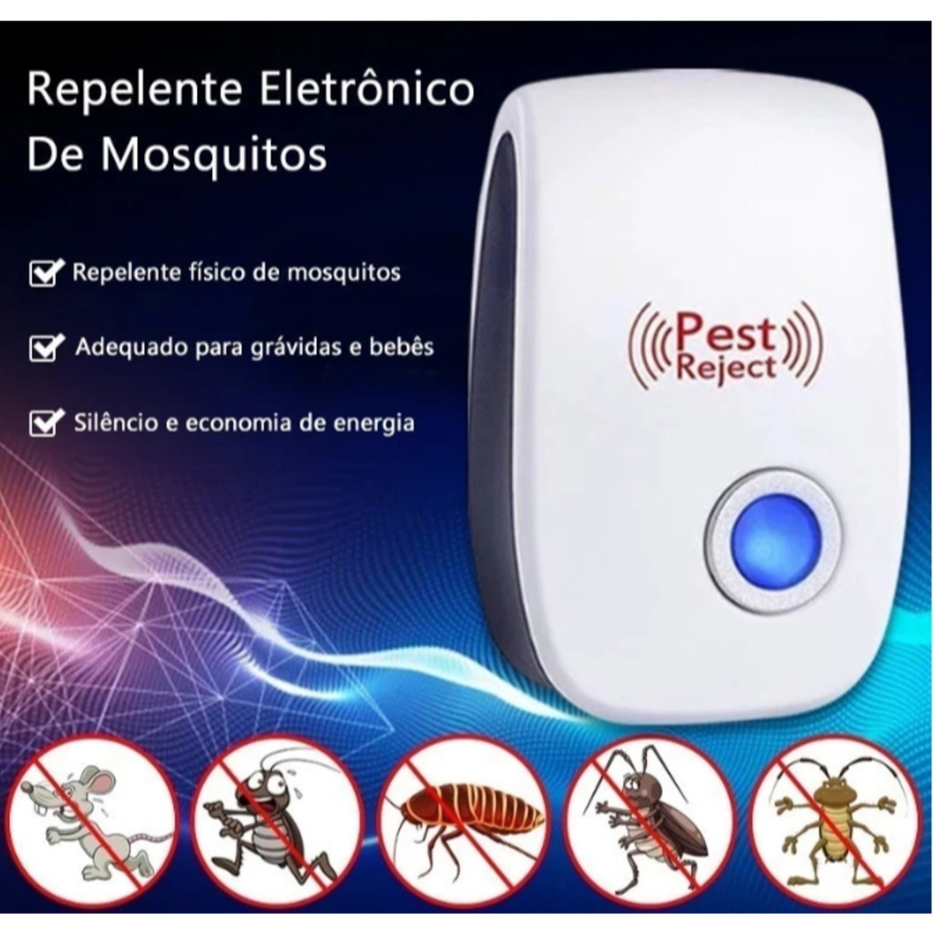 Repelente Eletrônico Ultrassônico Mosca Pernilongos Baratas Morcegos ...