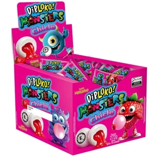 Chiclete Dip Loko Monsters Morango 14278 - Danilla